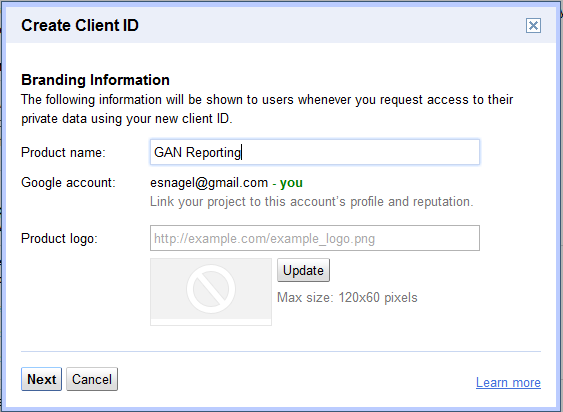 GAN API Create Client ID GAN API Create Client ID