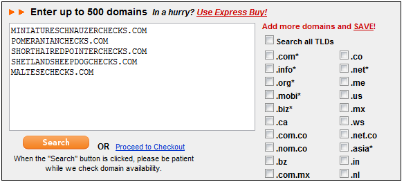 Results of which domains are still available